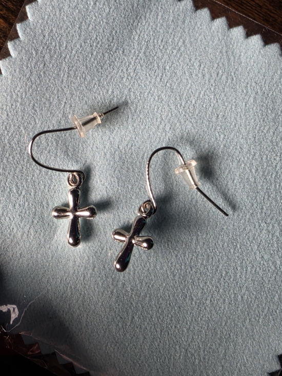 Source Unknown Jewelry - 925 Sterling Silver Cross Drop Earrings - Dainty Religious Jewelry